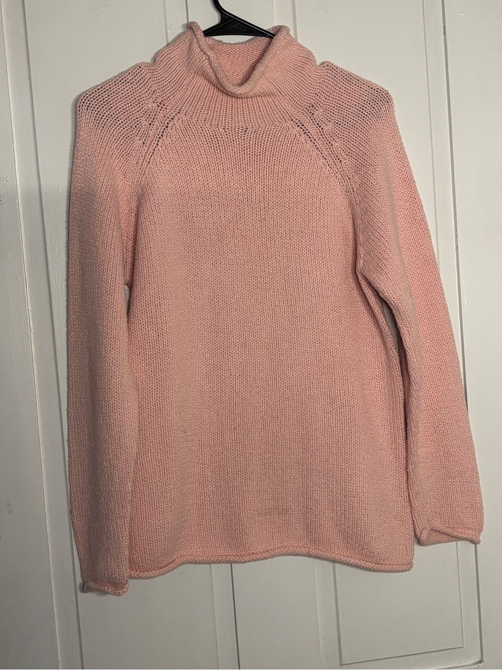 L.L. Bean Pink Fair Isle Cotton Shaker Knit Turtleneck Sweater | Medium